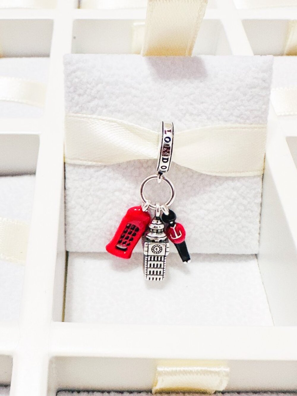 925 Sterling Silver British Red Telephone Booth, Big Ben And Royal Guard Charm